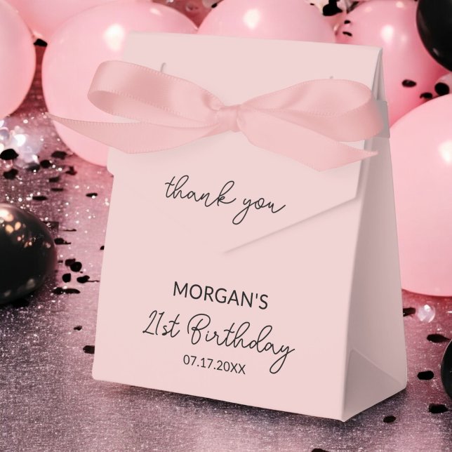 Birthday Party Blush Pink Thank You Name Favour Box (Creator Uploaded)