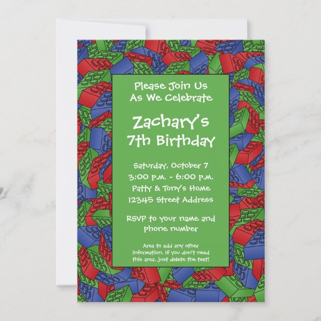 Birthday Party - Boy Construction Invitation (Front)