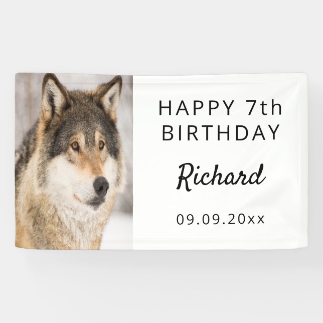 Birthday party boy wolf photo cute animal banner (Horizontal)
