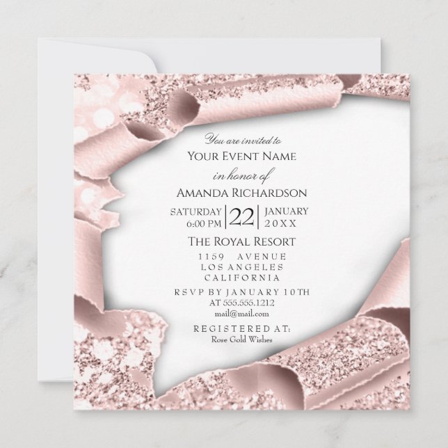 Birthday Party Bridal Shower 3D White Rose Invitation (Front)