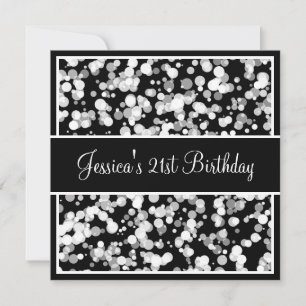 Birthday Party Bubbles Grey Black & White Invitation