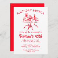 Birthday Party Buffet Table Hand Drawn Custom