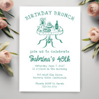 Birthday Party Buffet Table Hand Drawn Custom