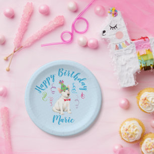 Birthday Party Bull Terrier Paper Plate