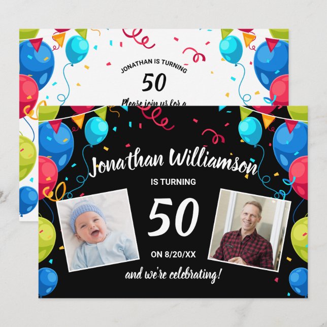 Birthday Party By Mail Send a Card Photo Collage (Front/Back)