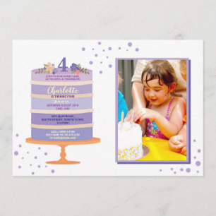 Birthday Party Cake Photo Invite Any Age 4th 5th 6