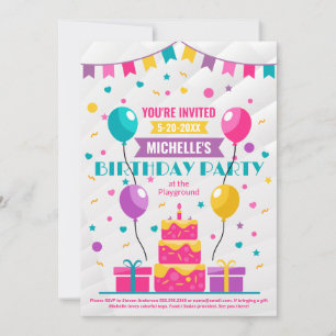Birthday Party Celebration Balloons Confetti Invitation