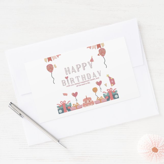 Birthday Party Celebration  Design Rectangular Sticker (Envelope)