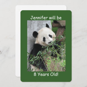 Birthday Party Child, Name, Cute Giant Panda Green Invitation