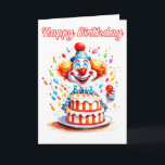 Birthday Party Clown For Kids Card<br><div class="desc">This vibrant card features a cute clown at a birthday party. Please feel free to customise this card with your text to make it unique and one of a kind.</div>