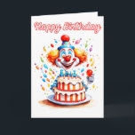 Birthday Party Clown For Kids Card<br><div class="desc">This vibrant card features a cute clown at a birthday party. Please feel free to customise this card with your text to make it unique and one of a kind.</div>