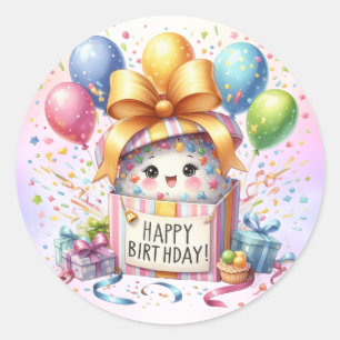 Birthday Party Colourful Balloons Gift Pink Cute Classic Round Sticker