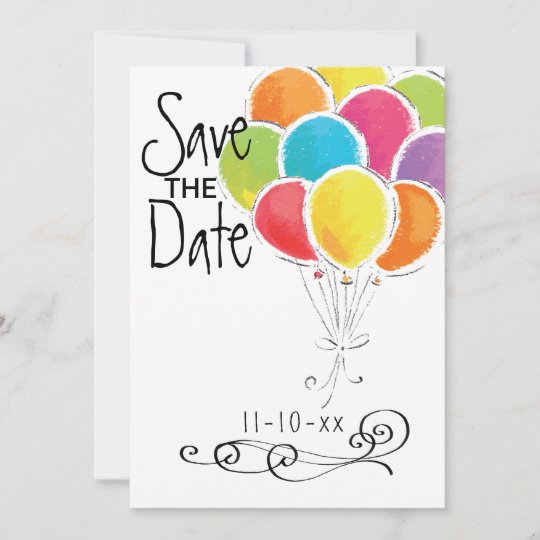 Birthday Party Colourful Balloons Save The Date Zazzle Co Uk