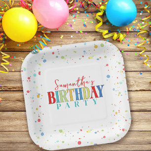 Birthday Party Colourful Confetti Paper Plate