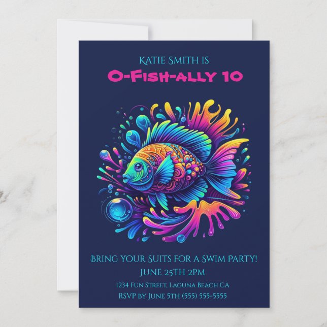 Birthday Party- Colourful Fish  Invitation (Front)