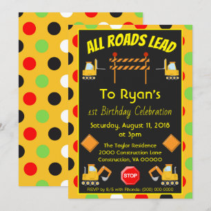 Birthday Party Construction Truck Invitation