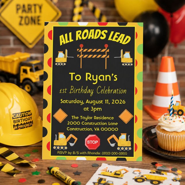 Birthday Party Construction Truck Invitation (Creator Uploaded)