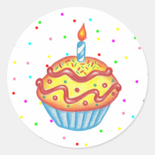 Birthday Party Cupcake Stickers
