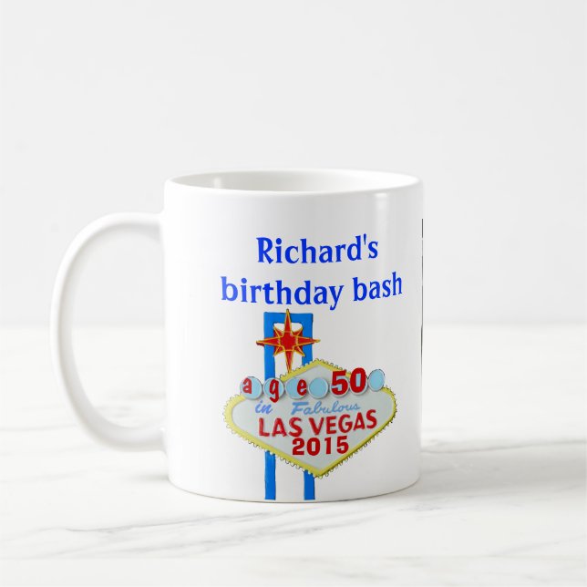 Birthday Party  Custom Las Vegas Sign Coffee Mug (Left)