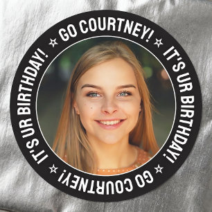 Birthday Party Custom Photo and Text Personalised Classic Round Sticker