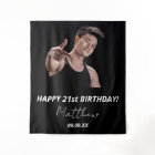 Birthday party custom photo black white modern guy