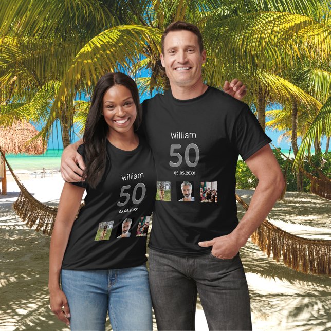 Birthday party custom photo monogram guy T-Shirt (Creator Uploaded)