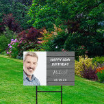 Birthday party custom photo rustic wood grey garden sign<br><div class="desc">A banner celebrating a 21st (or any age)milestone birthday for a guy, man. Rustic grey wood as background. Personalise and add your own photo of the birthday boy/man. The text: The name in white with a modern hand lettered style script. Personalise and add a name, age 21 and a date....</div>