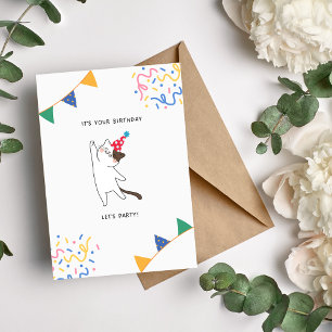 Birthday Party Cute Cat Birthday Card