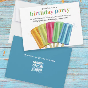 Birthday Party Cute Colourful Popsicles Custom Invitation