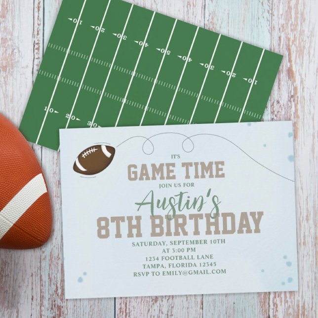Birthday Party Cute Game Time Simple Football  Invitation (Creator Uploaded)