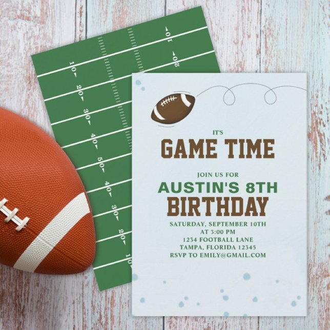 Birthday Party Cute Game Time Simple Football  Invitation (Creator Uploaded)
