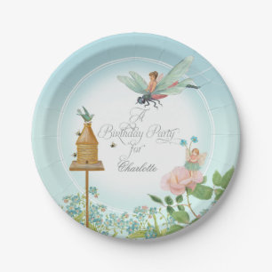 Birthday Party Decor Little Girl Fairy Garden Bees Paper Plate