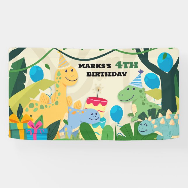 Birthday Party Dinosaur party banner  (Horizontal)