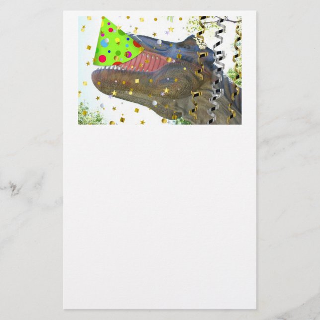 Birthday Party Dinosaur Stationery (Front)