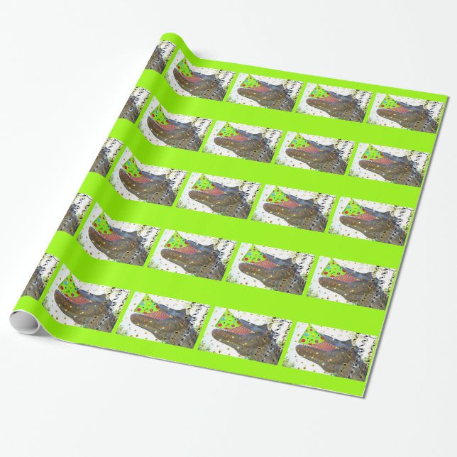 Birthday Party Dinosaur Wrapping Paper (Unrolled)