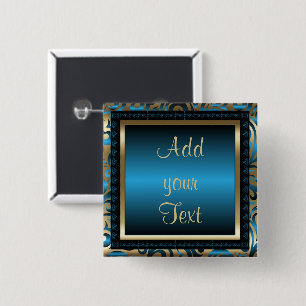 Birthday Party DIY Text Blue 15 Cm Square Badge
