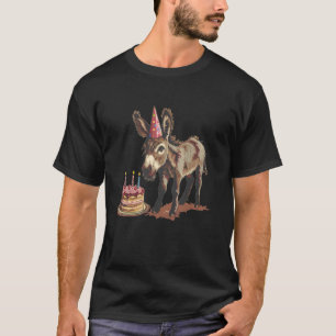 Birthday Party Donkey with funny Hat and Cake T-Shirt