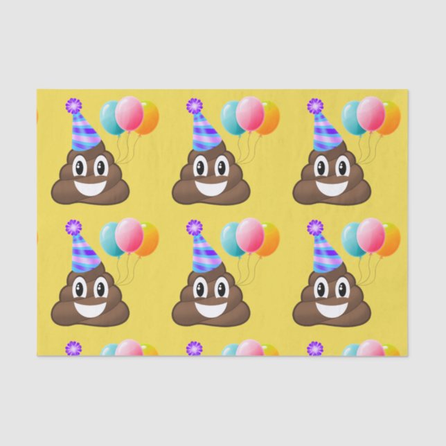 Birthday Party Emoji Poop Tissue Paper (yellow) (Front)