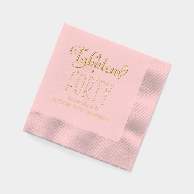 Birthday Party - Fabulous Forty #7 Foil Napkins (Left)