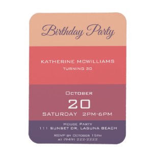 Birthday Party-Fall Coloured Stripes- Magnet