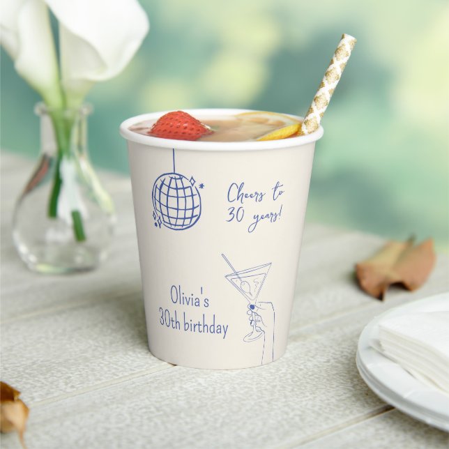 Birthday Party fancy retro disco ball Paper Cups (Insitu)