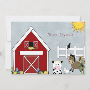 Birthday Party, Farm, Cow, Horse,Country, Custom Invitation