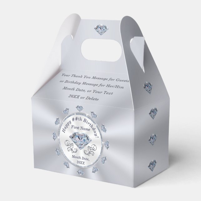 Birthday Party Favour Boxes, Diamond Birthday Favour Box (Front Side)