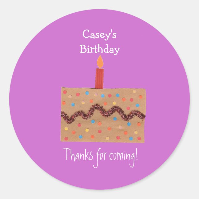 Birthday party favour label (Front)