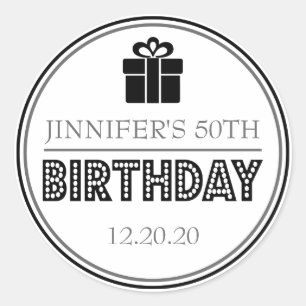 Birthday Party Favour Stickers (Black / Grey)