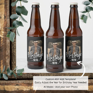 Birthday Party Favour Vintage Any Age Photo Beer Bottle Label