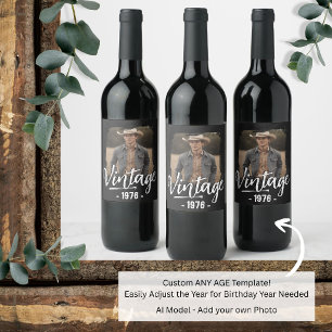 Birthday Party Favour Vintage Any Age Photo Wine Label
