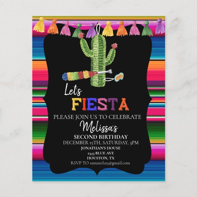 Birthday Party Fiesta Piñata Mexico  (Front)