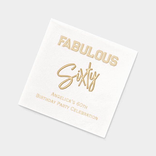 * Birthday Party Fill in Your Age Fabulous 60 #^ Foil Napkins (Left)