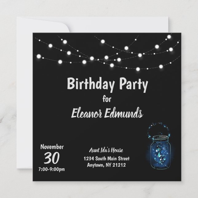Birthday Party Firefly Night Invitation (Front)